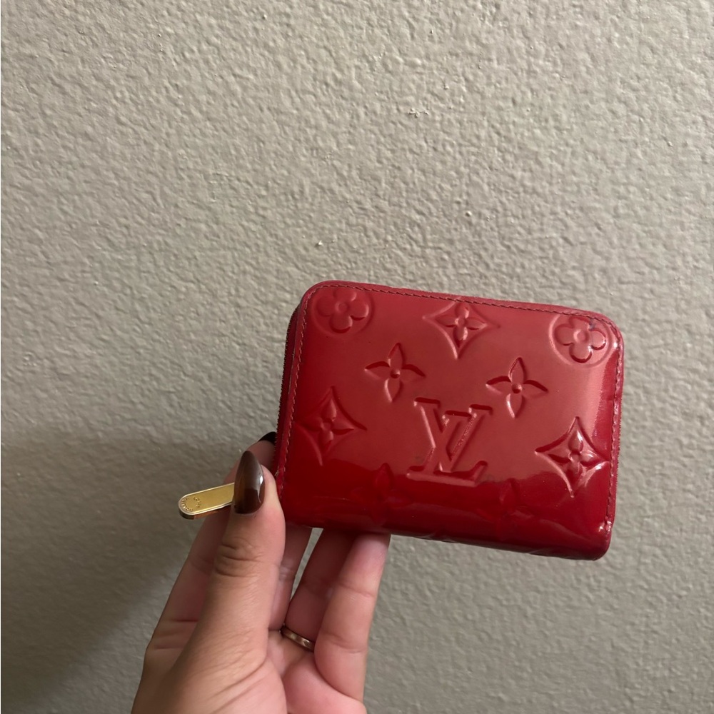 Louis Vuitton LV Vernis Zippy Coin Purse Wallet Red